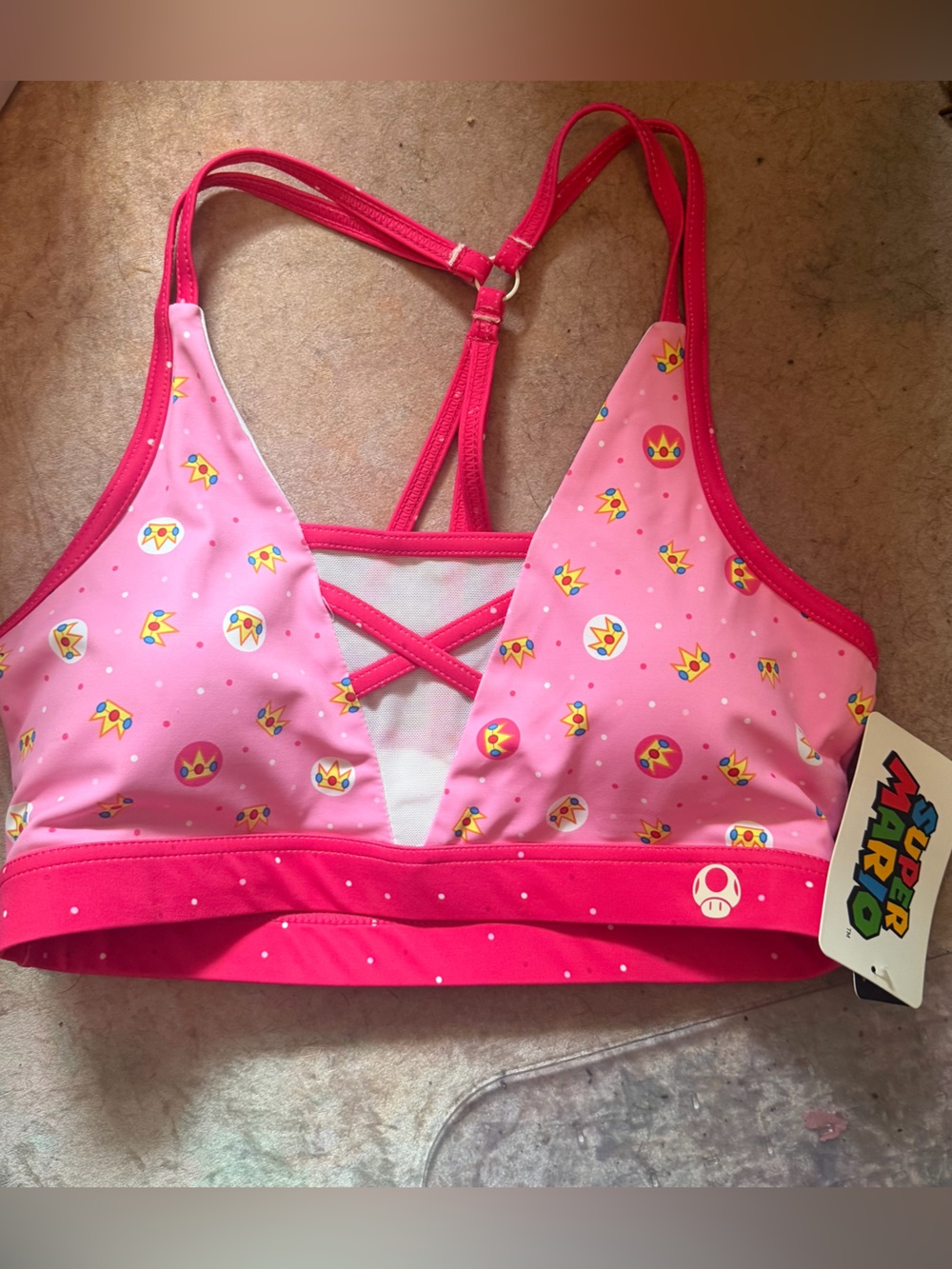 NWT RARE Blackmilk Princess Peach Super Mario sports bra